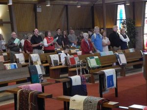 “Quilt Display Sunday”, quilts made by our sewing and quilting group to be shipped to those in need.